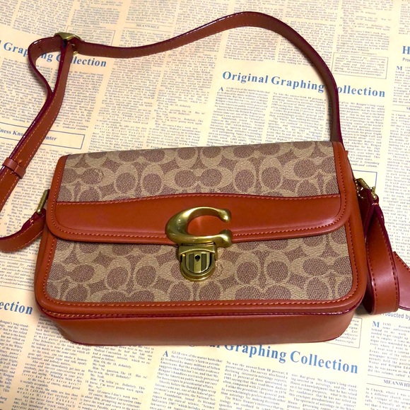 Coach Handbags - Coach Studio Baguette panelled canvas & Leather Small shoulder Desiger Bag